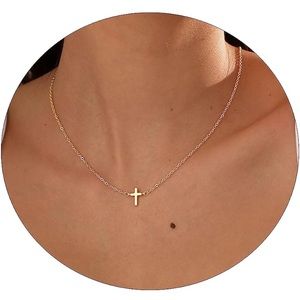 Cross Chain Necklace 14k gold plated cross necklace 16”